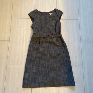 Charcoal Gray Belted Work Dress
